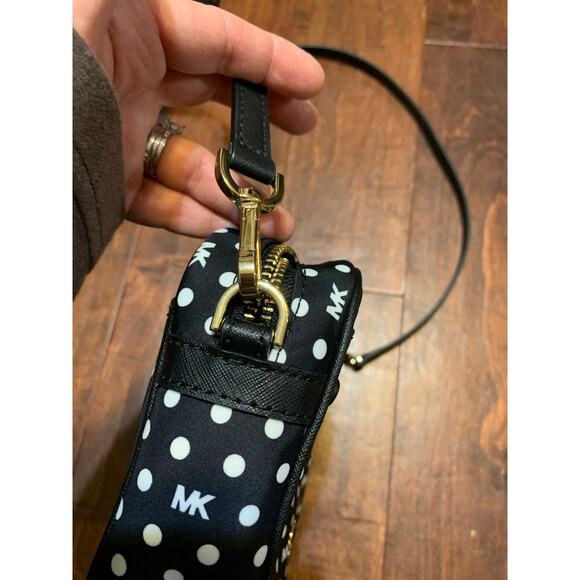 Michael Kors Jet Set Charm Black Nylon Polka Dot Bag East West Camera Crossbody - Picture 5 of 9